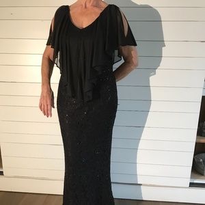 Black sequins and chiffon long dress